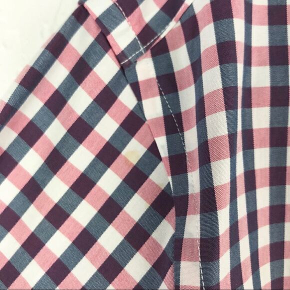 Banana Republic Pink White Plaid Button Up XL - Picture 3 of 5